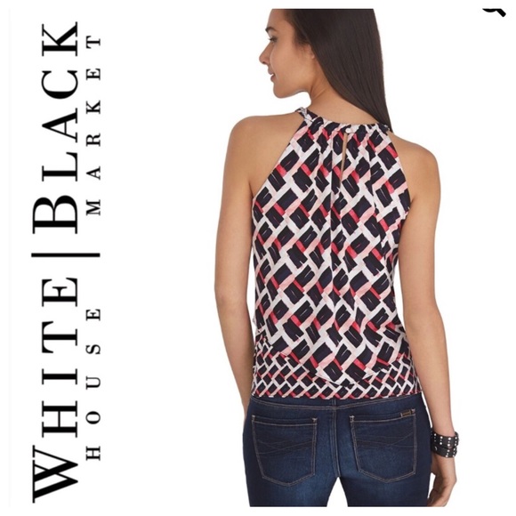 WHITE HOUSE BLACK MARKET SLEEVELESS  LAYERED PRINTED TOP SIZE XS - Picture 3 of 12